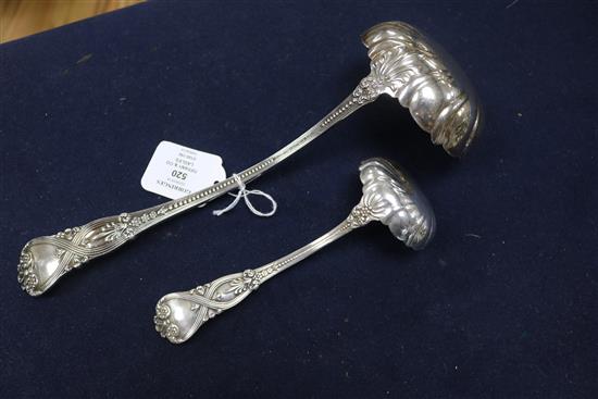 A Tiffany & Co sterling silver soup ladle and matching sauce ladle, 11 oz.